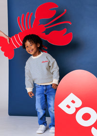 Boston Striped Patch Sweatshirt