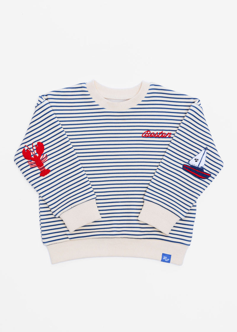 Boston Striped Patch Sweatshirt