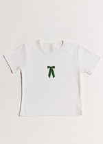 Bow Baby Tee - White & Green