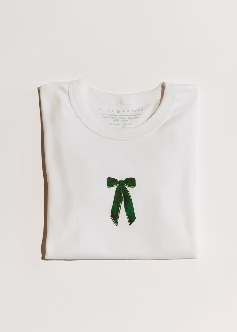 Bow Baby Tee - White & Green