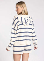 Brighton Pullover - White Slate Blue Stripe