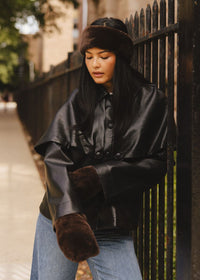MAD HTR Faux Fur Mittens - Chocolate