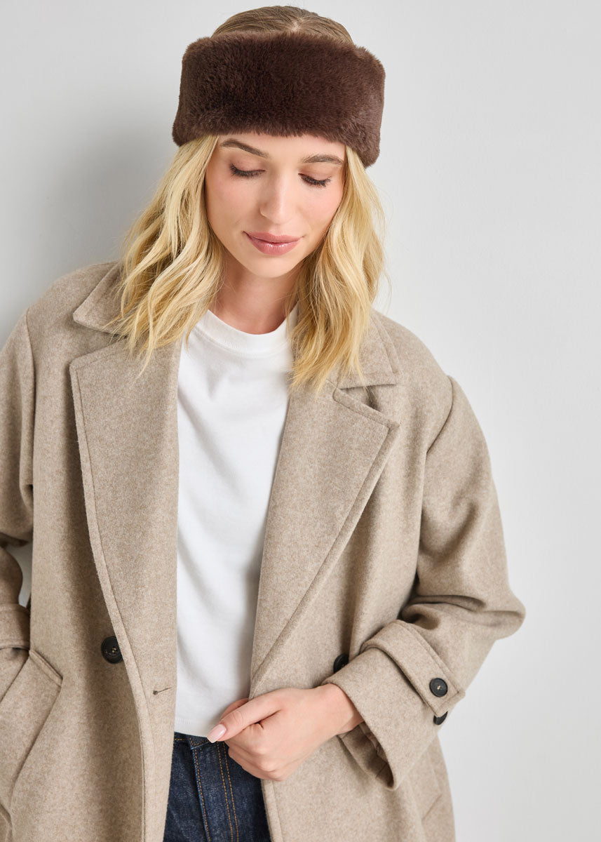 Mad Hatter Faux-Fur Headband - Chocolate