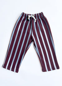 Striped French Terry Pant - Burgundy & Blue