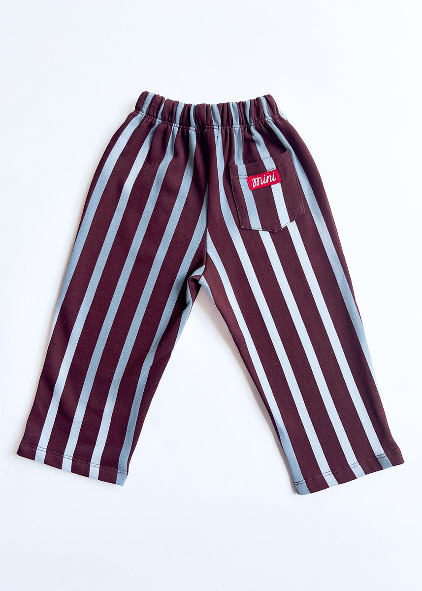 Striped French Terry Pant - Burgundy & Blue