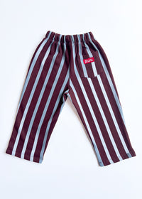 Striped French Terry Pant - Burgundy & Blue