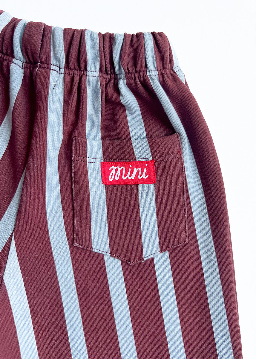 Striped French Terry Pant - Burgundy & Blue