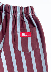 Striped French Terry Pant - Burgundy & Blue