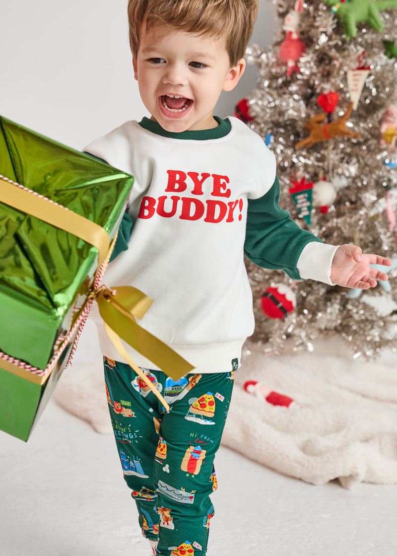 Bye Buddy! Two-Tone Crewneck Sweatshirt - Green & White