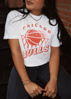 Chicago Bulls Mock Neck Crop Tee - White