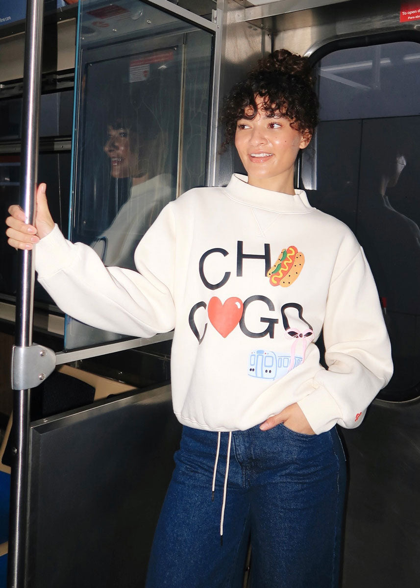 新品 cogthebigsmoke Alicia Sweatshirt バニラ Chicago Love Mock Neck Sweatshirt - Cream – Alice & Wonder