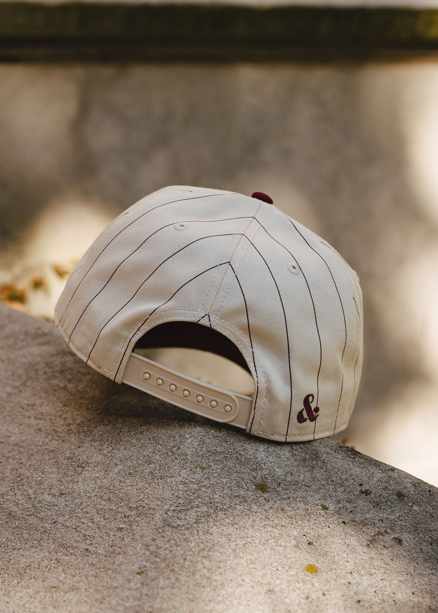 Chicago Puff Pinstripe Baseball Cap - Burgundy