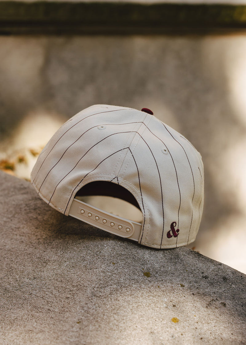 Chicago Puff Pinstripe Baseball Cap - Burgundy
