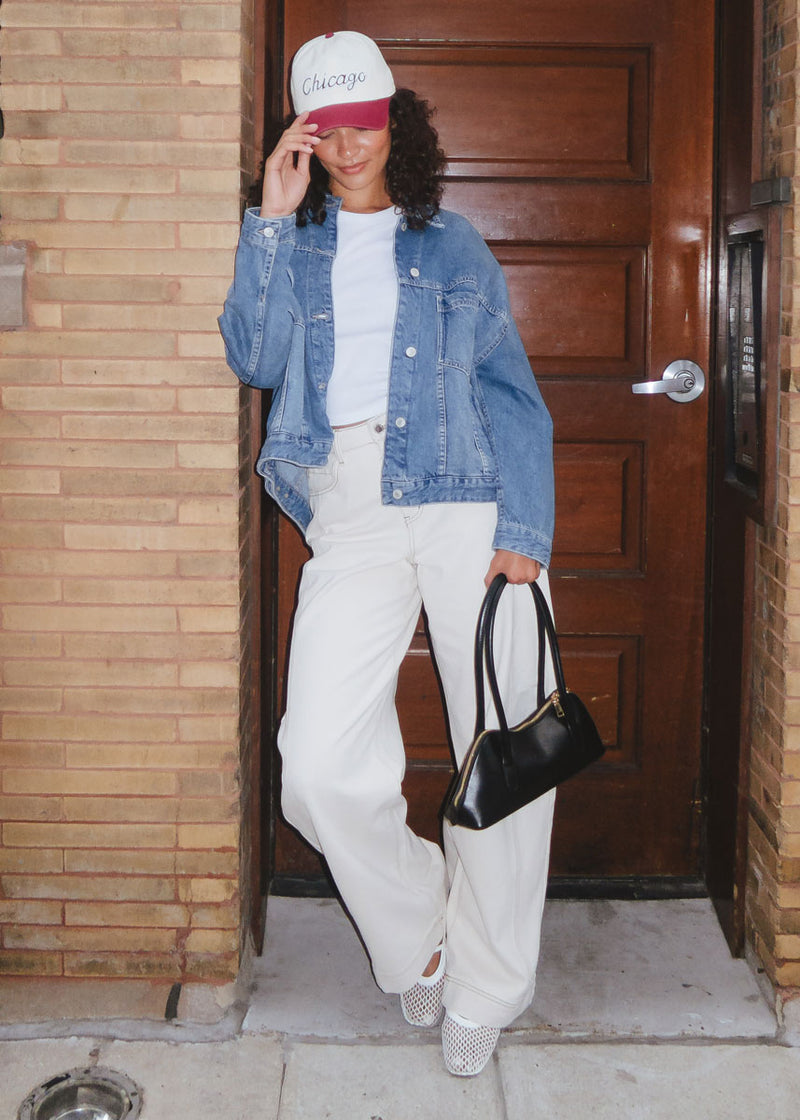 Chicago Script Baseball Cap - Ivory & Burgundy