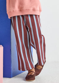 Striped French Terry Pant - Burgundy & Blue