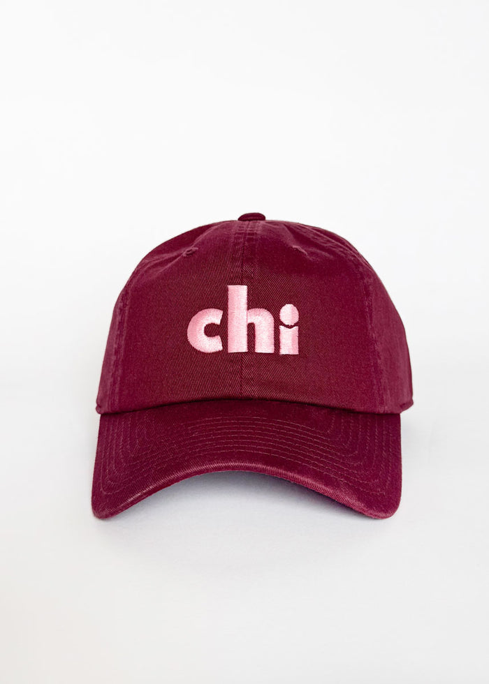 Chi Dad Hat - Burgundy & Pink
