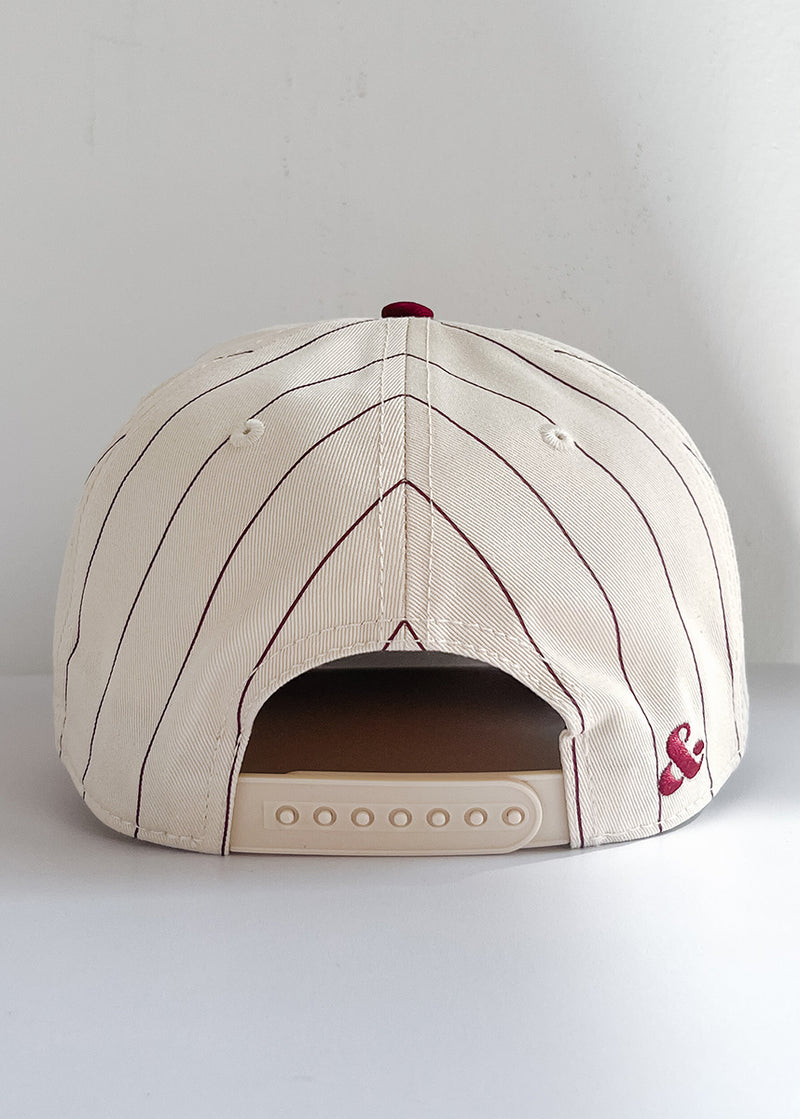 Chicago Puff Pinstripe Baseball Cap - Burgundy