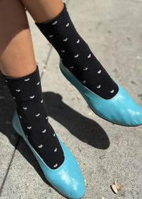 Sneaker Socks - Black & Cream Heart