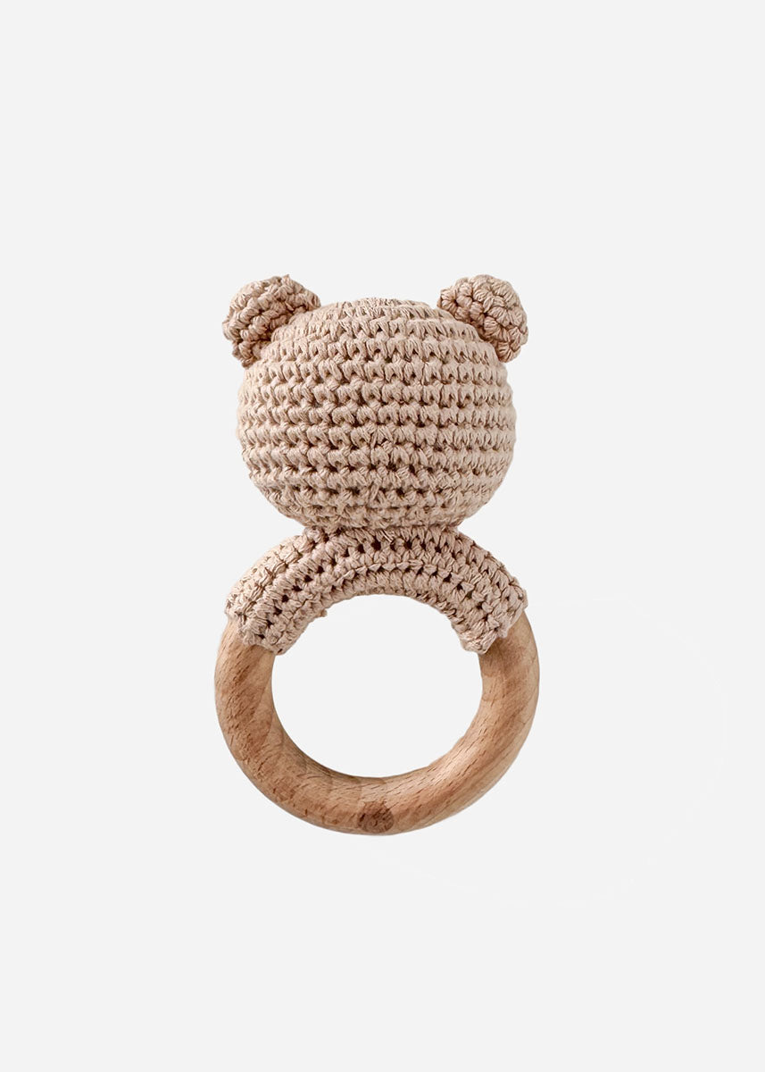 Crochet Brown Bear Rattle Teether