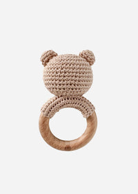 Crochet Brown Bear Rattle Teether
