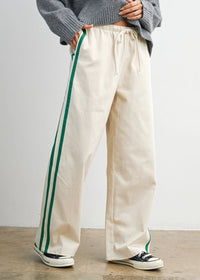 Eagan Striped Drawstring Track Pants - Ivory & Green