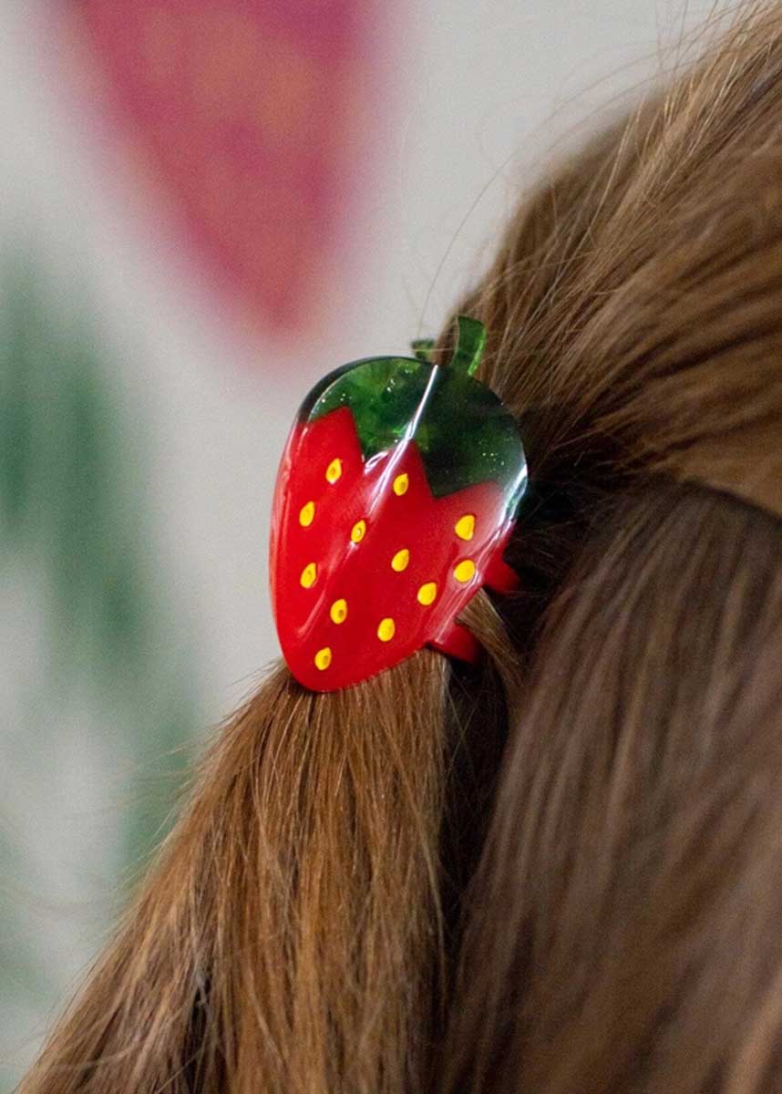 Mini Strawberry Hair Claw - Red