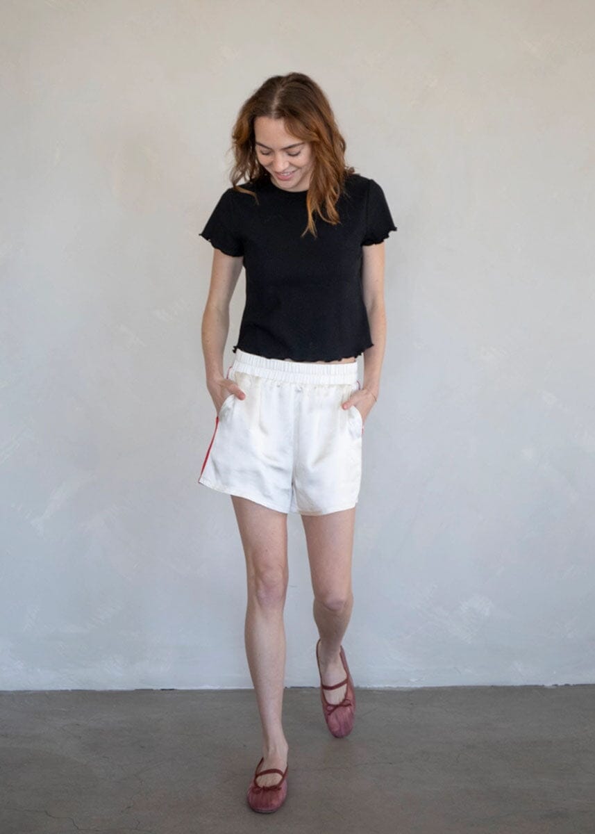 Skye Stripe Boxer Short - Ivory & Red