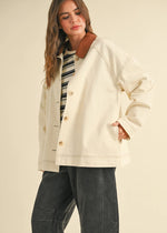 Salem Cord Collar Barn Jacket - Beige & Brown