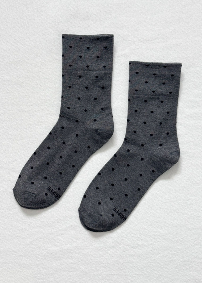 Sneaker Socks - Charcoal & Black Dot