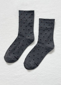 Sneaker Socks - Charcoal & Black Dot