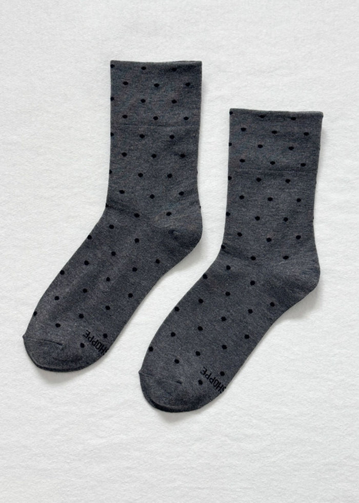 Sneaker Socks - Charcoal & Black Dot