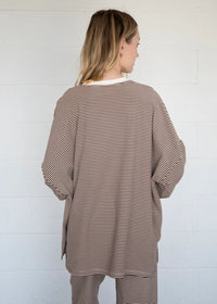 Dani Striped Fleece Oversized Top - Brown