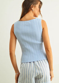 Sabine Ribbed Tank - Baby Blue