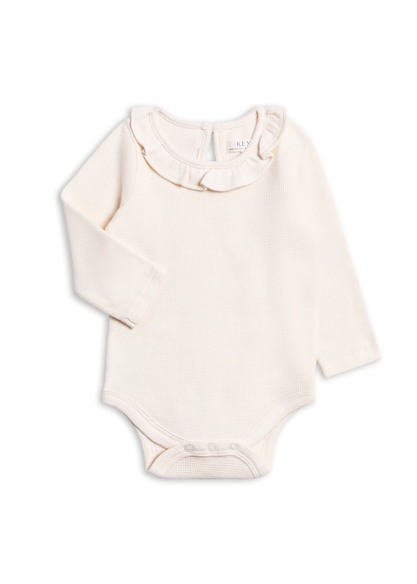 Mae Waffle Knit Ruffle Bodysuit - Ivory