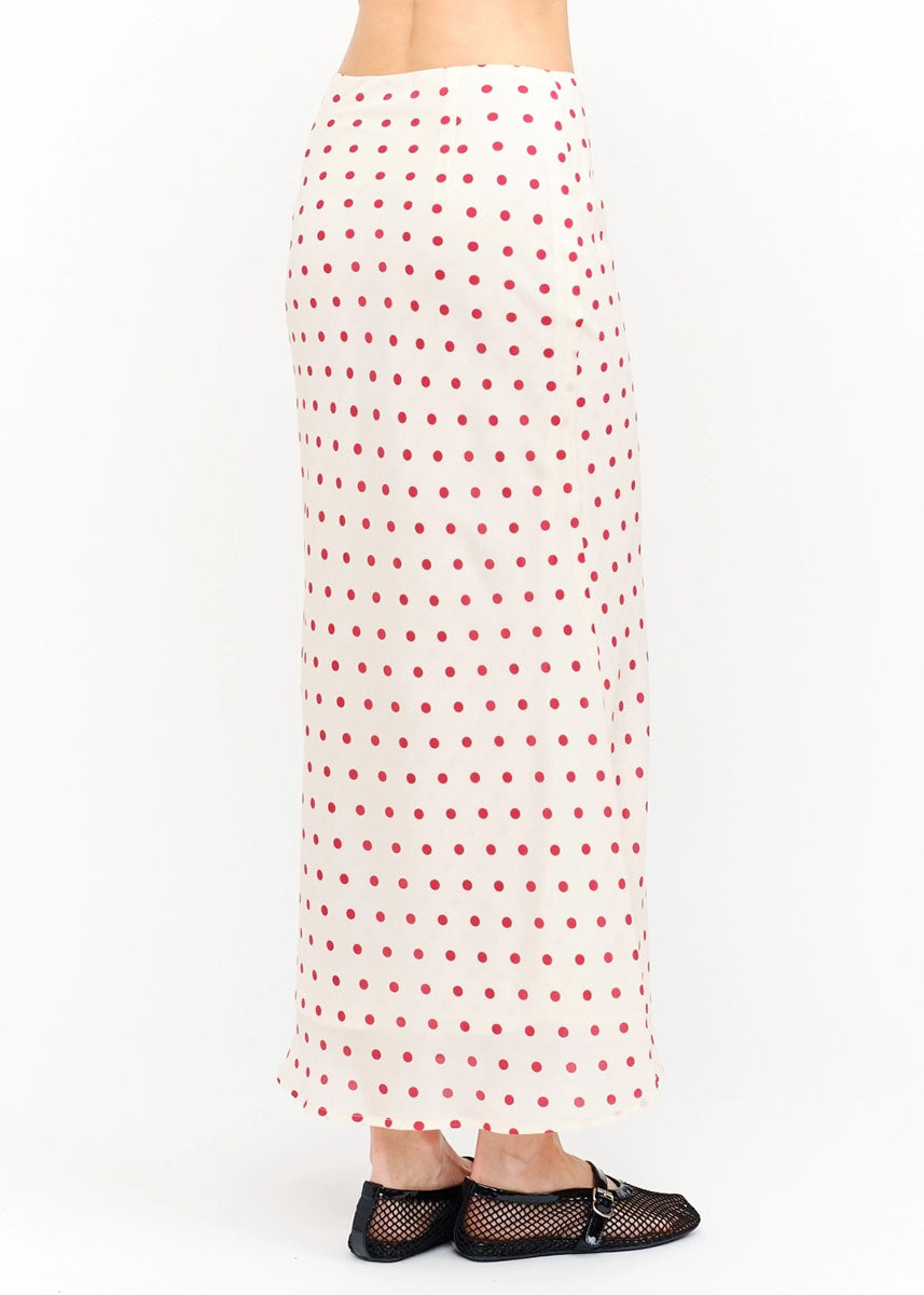 Kalila Polka Dot Maxi Skirt - Cream
