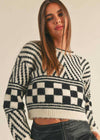 Cass Checkerboard Knit Sweater - Black & White