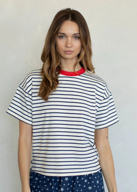 Georgia Striped Boxy Tee - Midnight