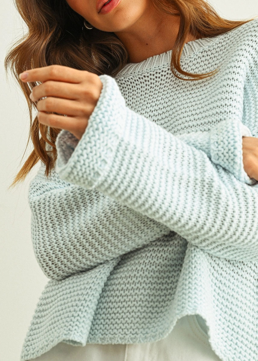 Hattie Round Neck Sweater - Powder Blue