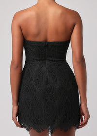 Ines Lace Caged Mini Dress - Black