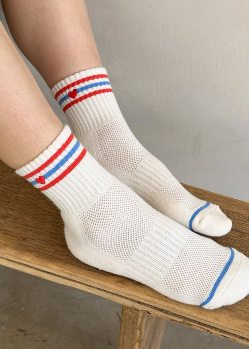 Heart Embroidered Girlfriend Socks - Leche