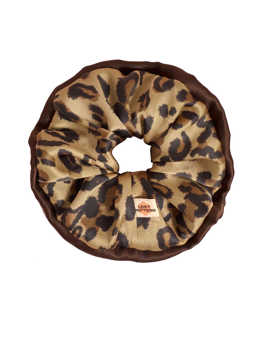 Spot Chic Oversized Silk Scrunchie - Classic Leopard