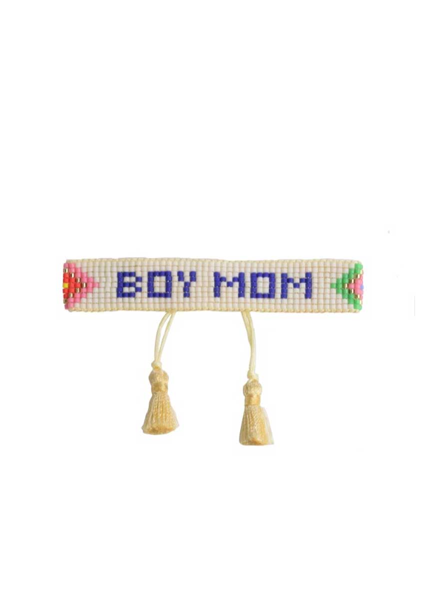 Boy Mom Bead Bracelet - Chevron Rainbow