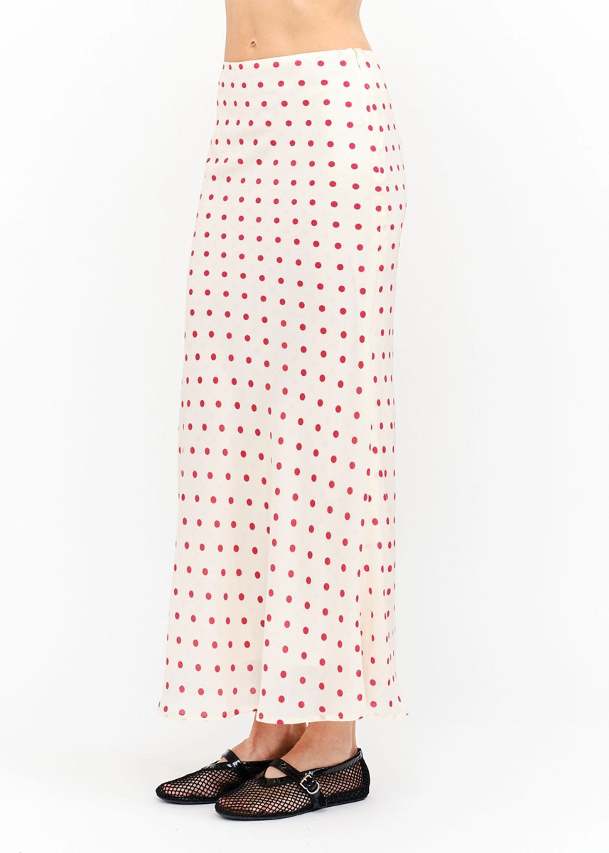 Kalila Polka Dot Maxi Skirt - Cream