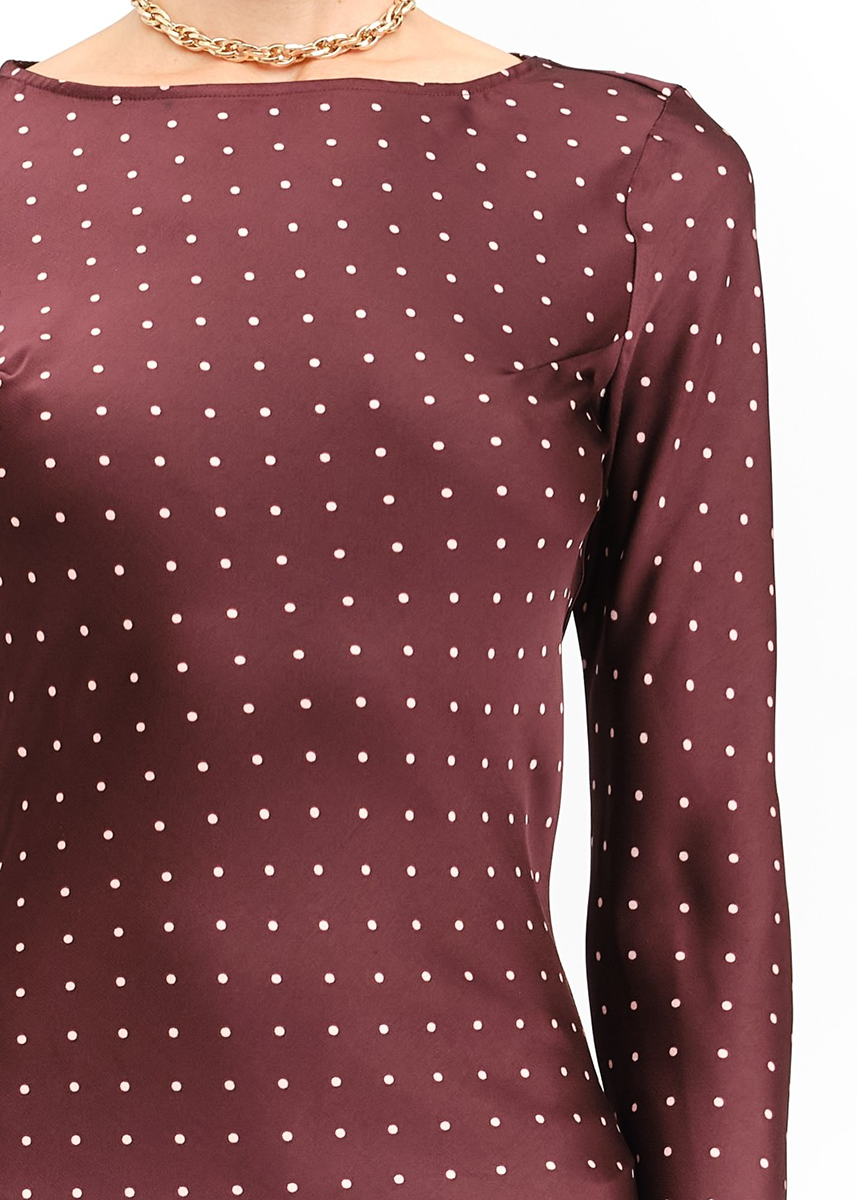 Georgie Polka Dot Dress - Burgundy