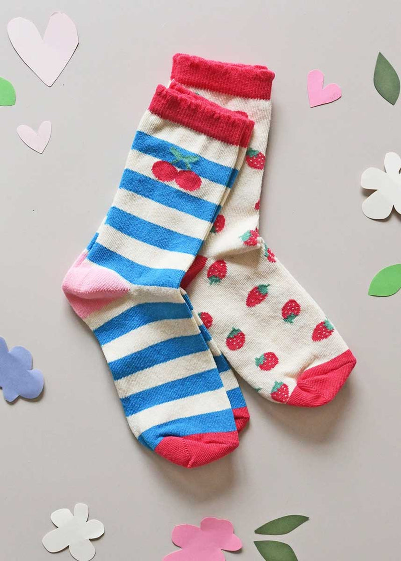 Cherry Stripe Socks (2-Pack)