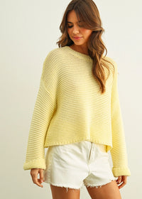 Hattie Round Neck Sweater - Pastel Yellow