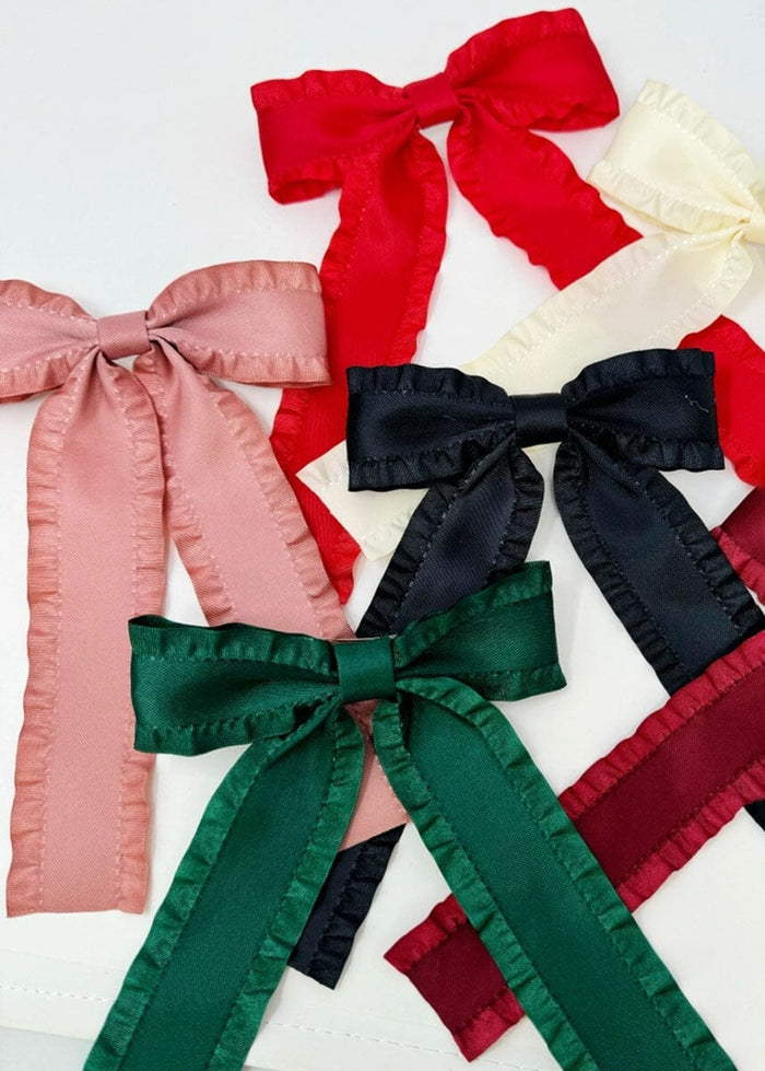 Love Game Frill Bow Hair Clip - Pink