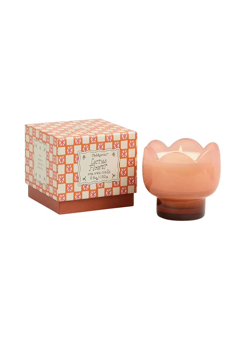 Pink Tulip Glass Candle - Cactus Flower - 5.5oz.
