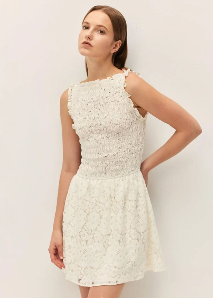 Tahlia Lace Mini Dress - Cannoli Cream