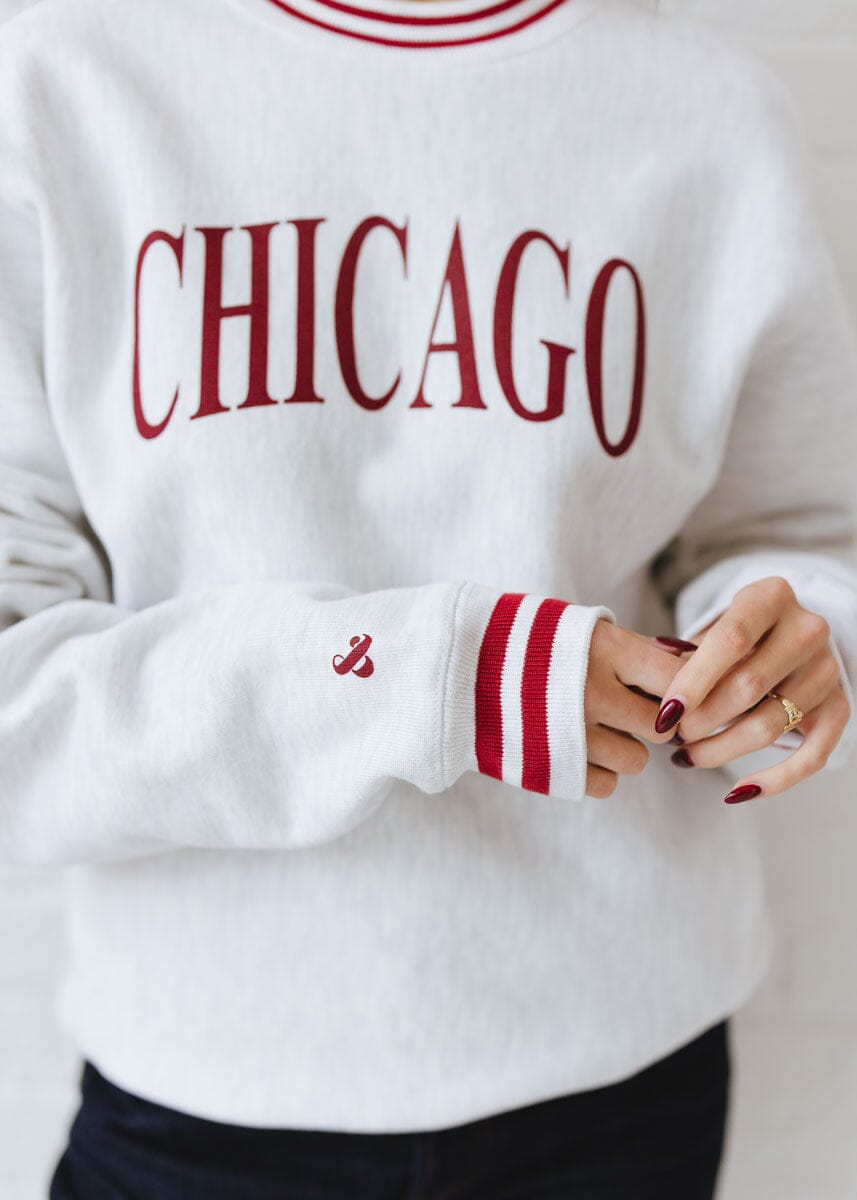 Chicago Champion Striped Rib Crewneck - Cardinal – Alice & Wonder